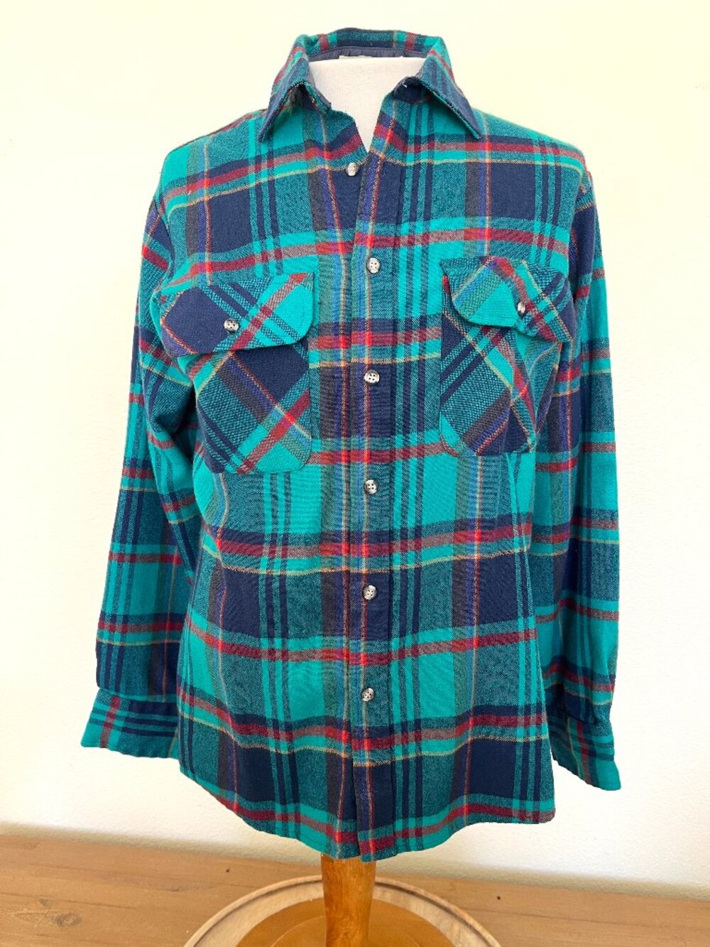 80's  Plaid Flannel Shirt Jacket - Saugatuck Dry Goods - Small